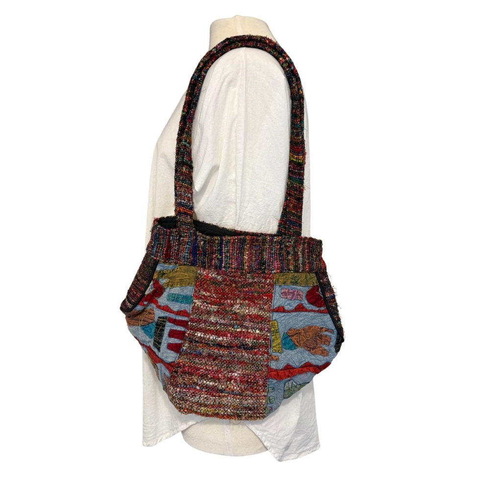 Earth Divas Fair-Trade Cotton Linen Handbag Multicolor Purse Boho Hippie Retro